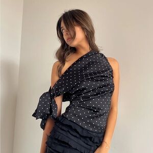 Off the shoulder tie top